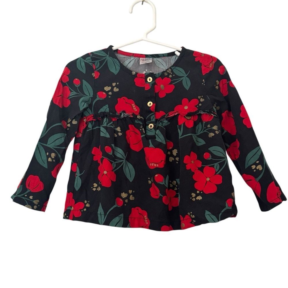 Carter's Black and Red Floral Kids Blouse